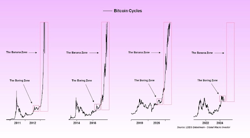 Bitcoin-Zyklusdiagramm von 2011 bis 2024
